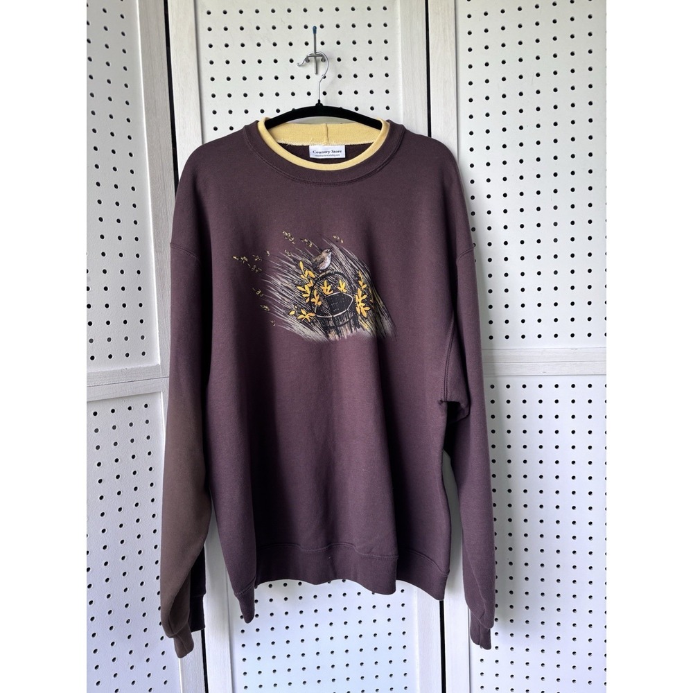 Country Store Catalog Women's XL? Brown Sweatshirt Bird Floral Grandmacore‎